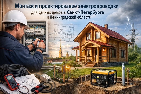 Монтаж и проектирование электропроводки для дачных домов в Санкт-Петербурге и Ленинградской области